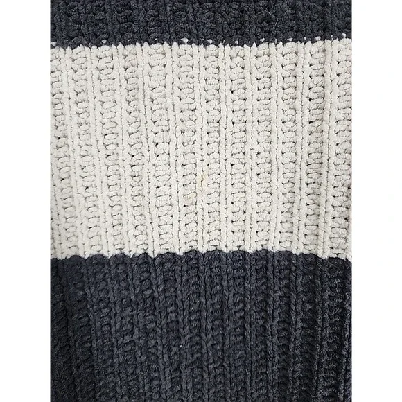 Time and Tru Plus Size XXXL 22 Black White Striped Chunky Knit Sweater Crew Neck - Picture 7 of 7